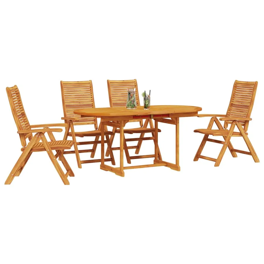 Ensemble de salle à manger pour jardin 5 pcs Marron - 3