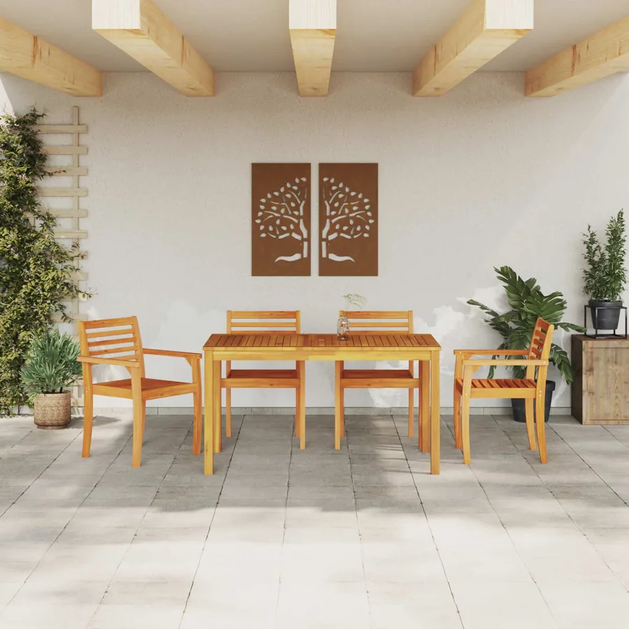 Ensemble de salle à manger pour jardin 5 pcs Marron