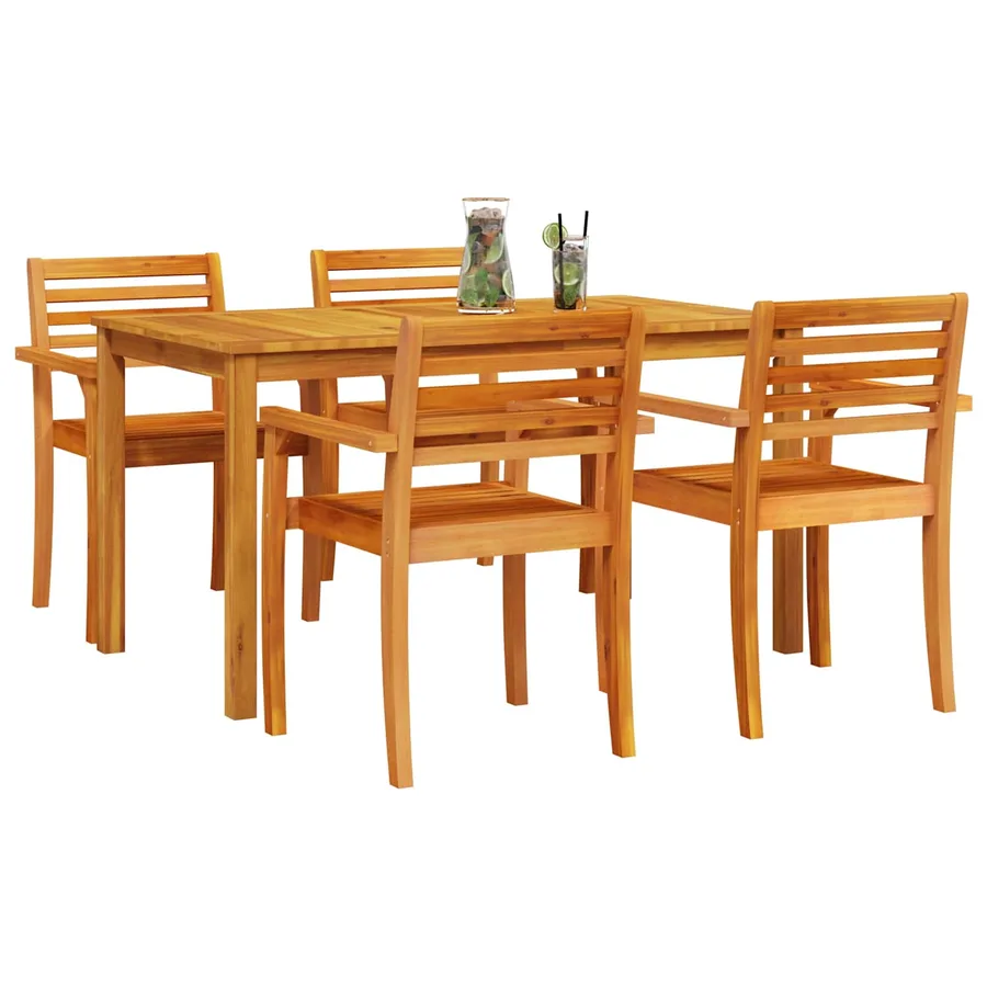 Ensemble de salle à manger pour jardin 5 pcs Marron - 3