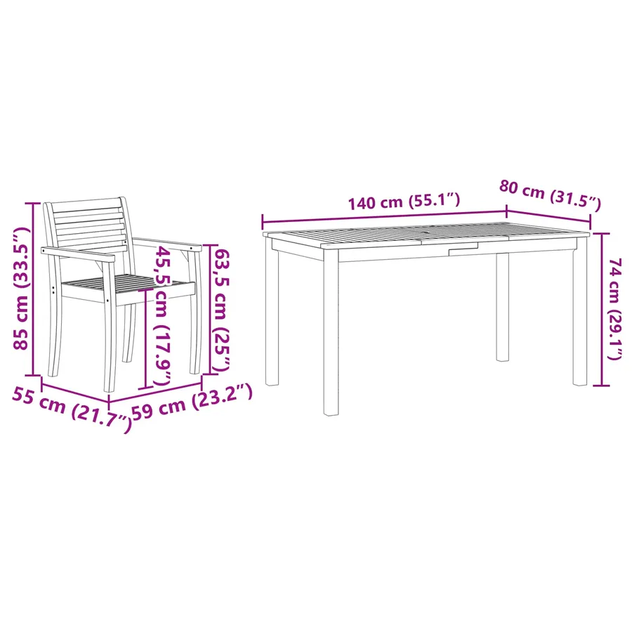 Ensemble de salle à manger pour jardin 5 pcs Marron - 7