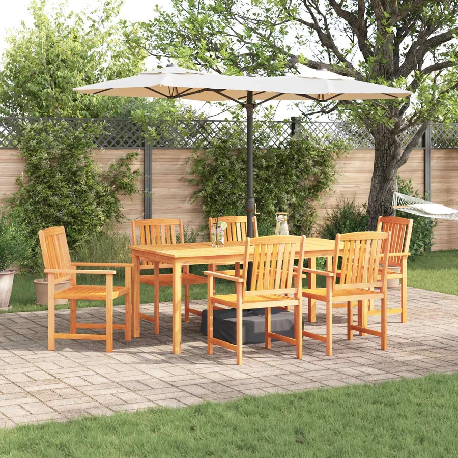 Ensemble de salle à manger pour jardin 7 pcs Marron