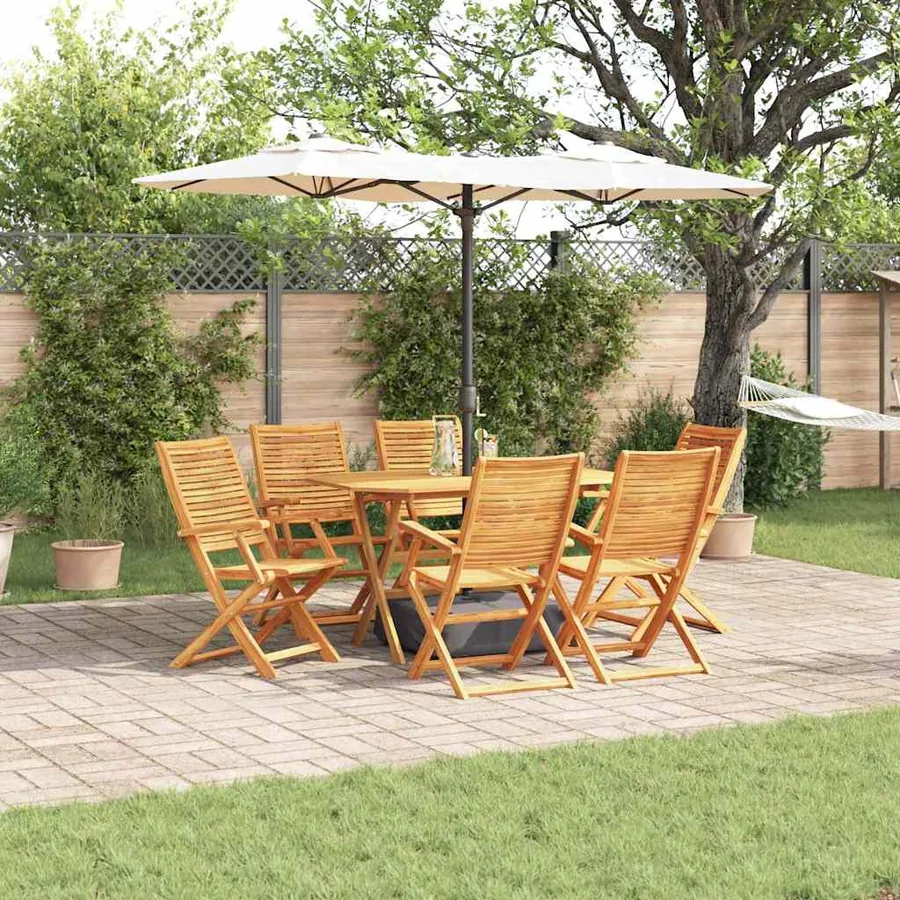 Ensemble de salle à manger pour jardin 7 pcs Marron