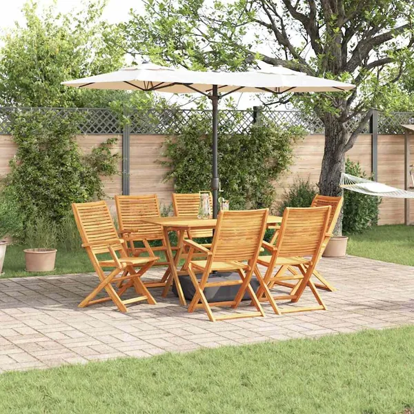 Ensemble de salle à manger pour jardin 7 pcs Marron