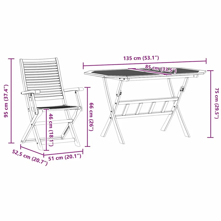 Ensemble de salle à manger pour jardin 7 pcs Marron - 13