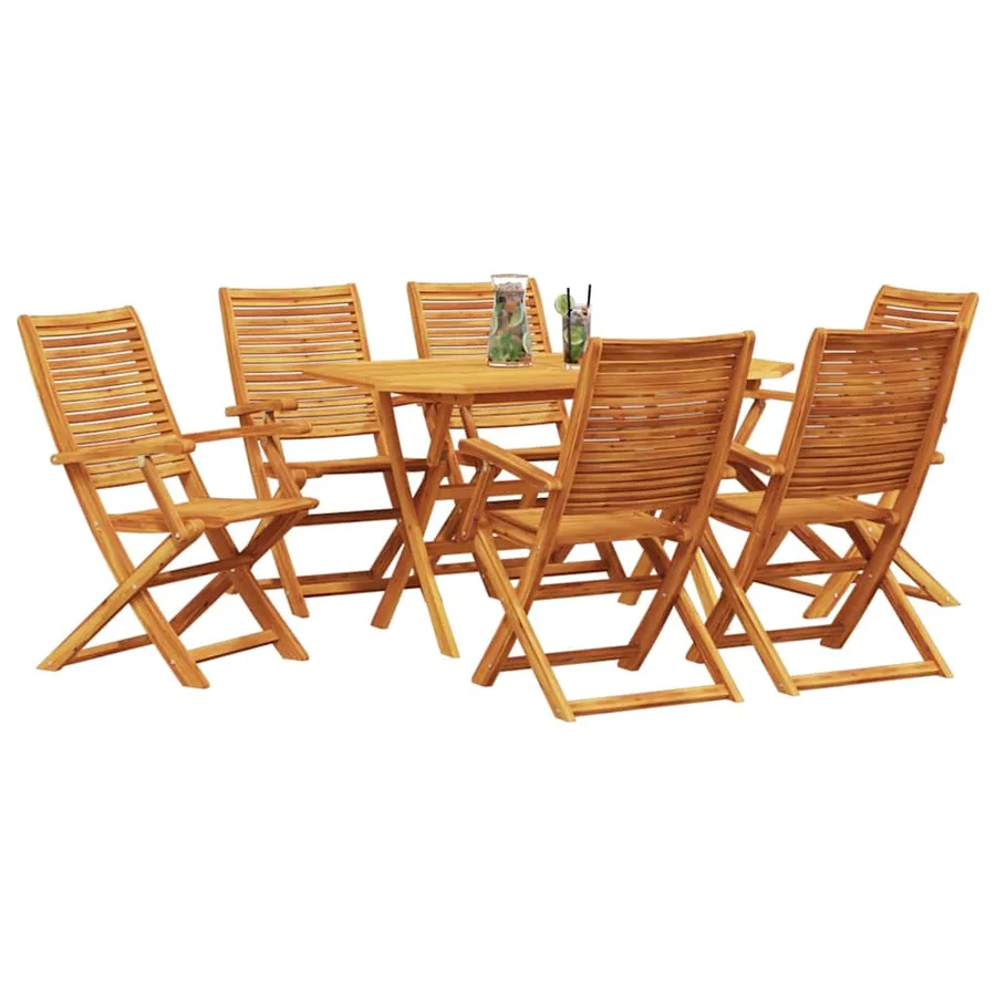 Ensemble de salle à manger pour jardin 7 pcs Marron - 3