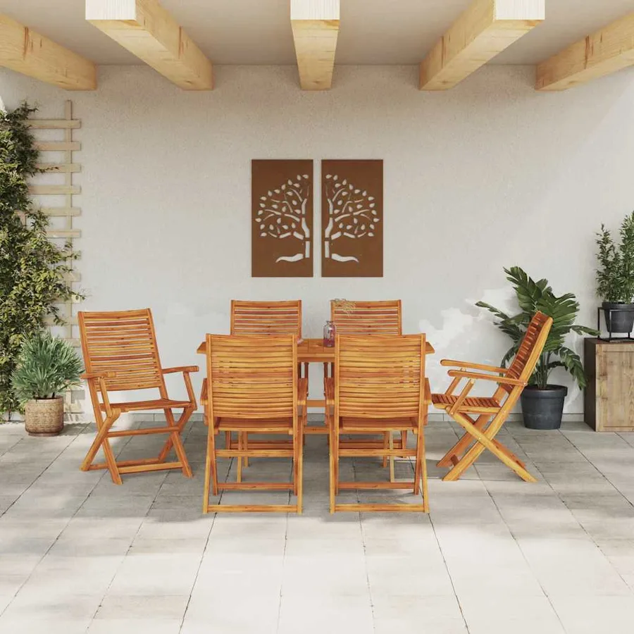 Ensemble de salle à manger pour jardin 7 pcs Marron - 4
