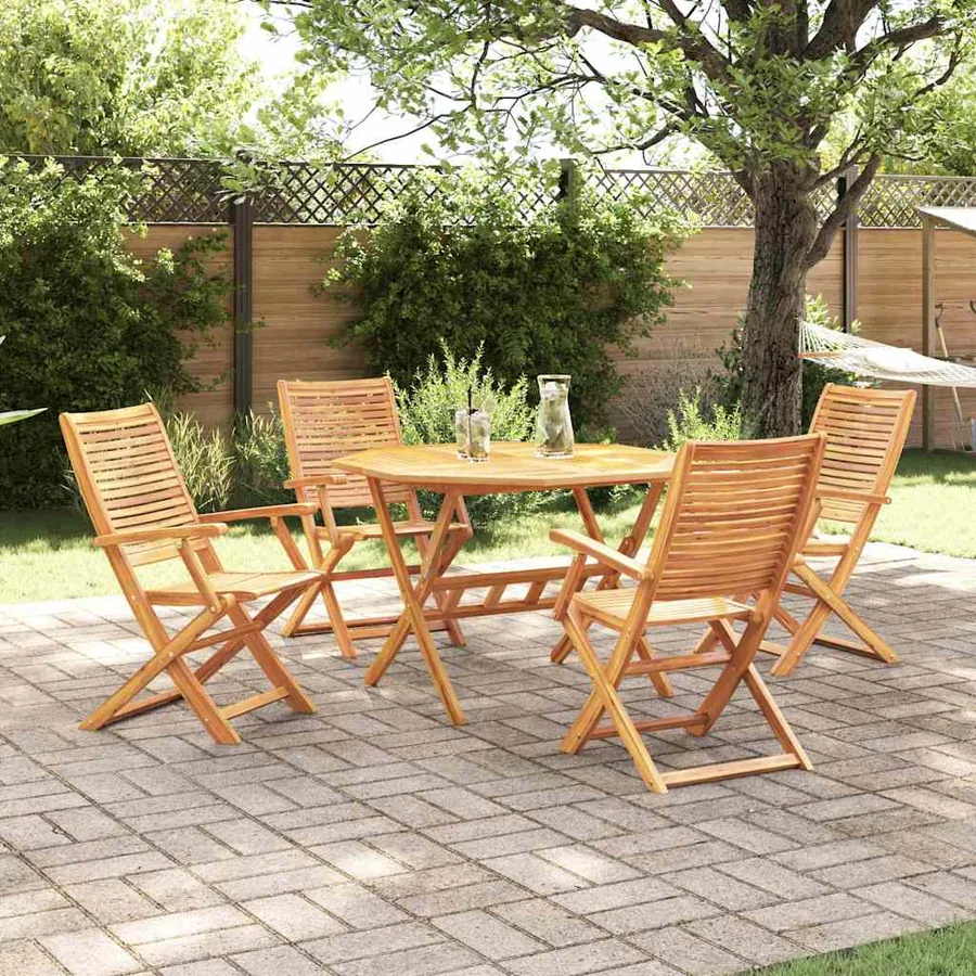 Ensemble de salle à manger pour jardin 5 pcs Marron