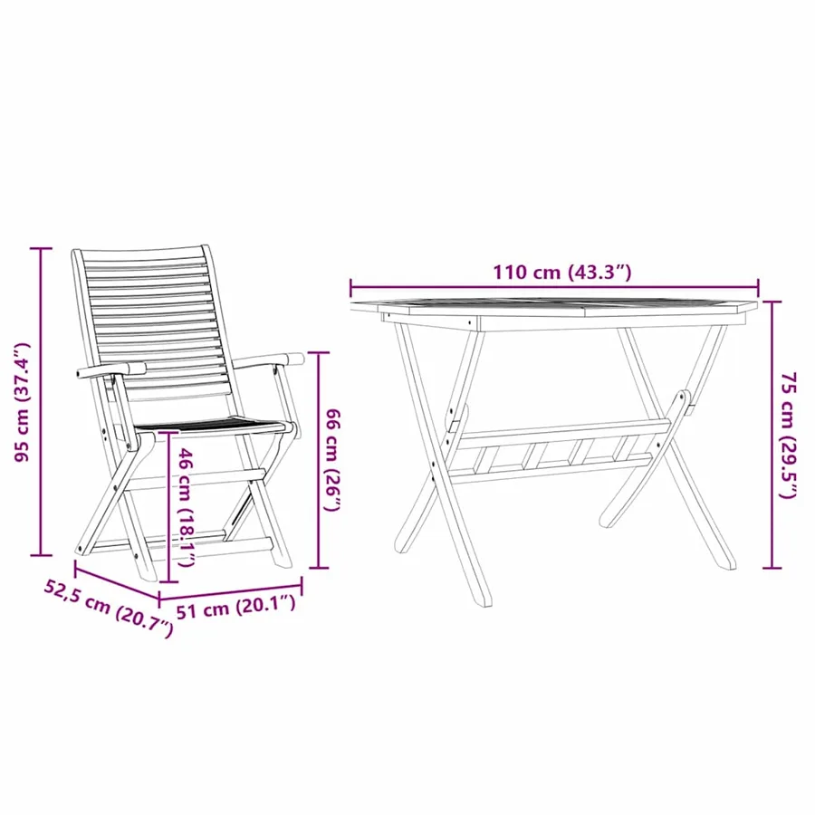 Ensemble de salle à manger pour jardin 5 pcs Marron - 14
