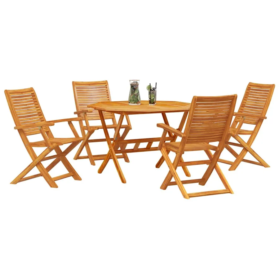 Ensemble de salle à manger pour jardin 5 pcs Marron - 3