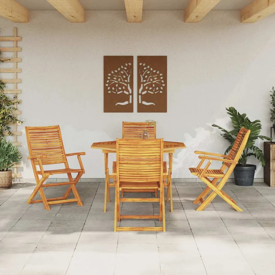 Ensemble de salle à manger pour jardin 5 pcs Marron - 4