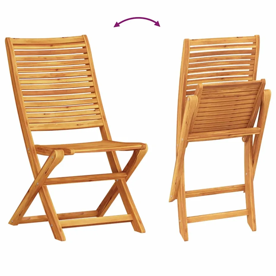 Ensemble bistro pliant 3 pcs Marron Bois d'Acacia Massif - 12