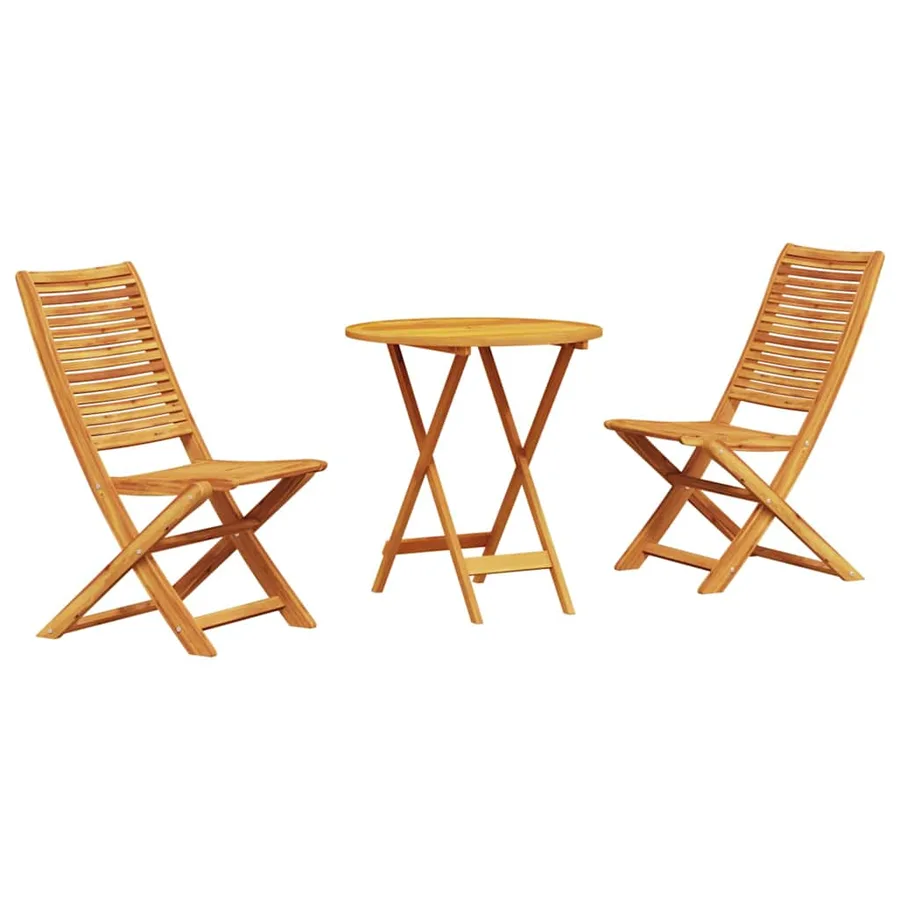 Ensemble bistro pliant 3 pcs Marron Bois d'Acacia Massif - 2