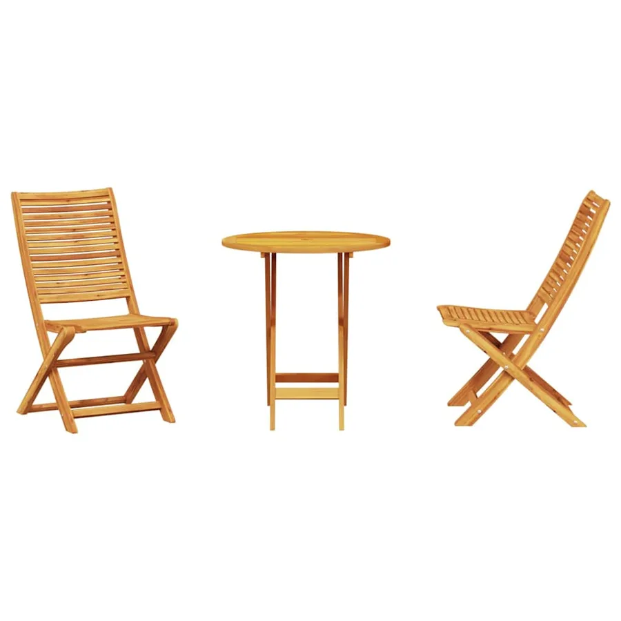 Ensemble bistro pliant 3 pcs Marron Bois d'Acacia Massif - 7