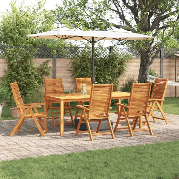 Ensemble de salle à manger pour jardin 7 pcs Marron