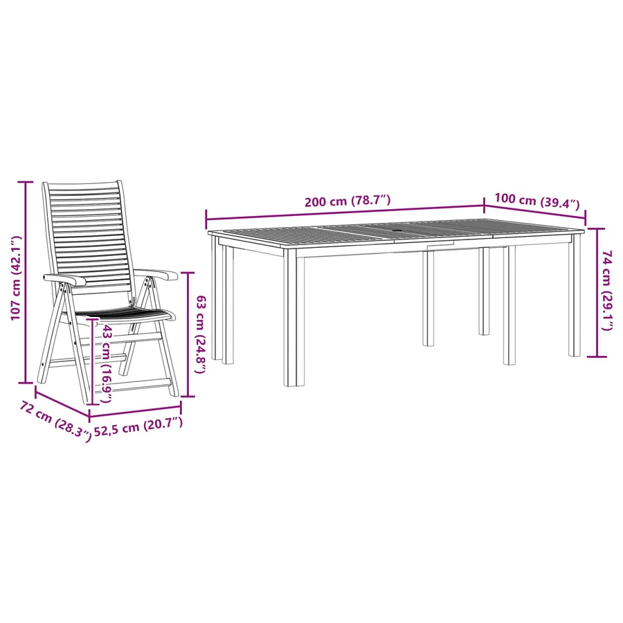 Ensemble de salle à manger pour jardin 7 pcs Marron - 13