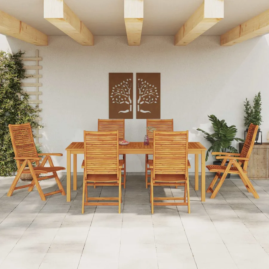 Ensemble de salle à manger pour jardin 7 pcs Marron - 4