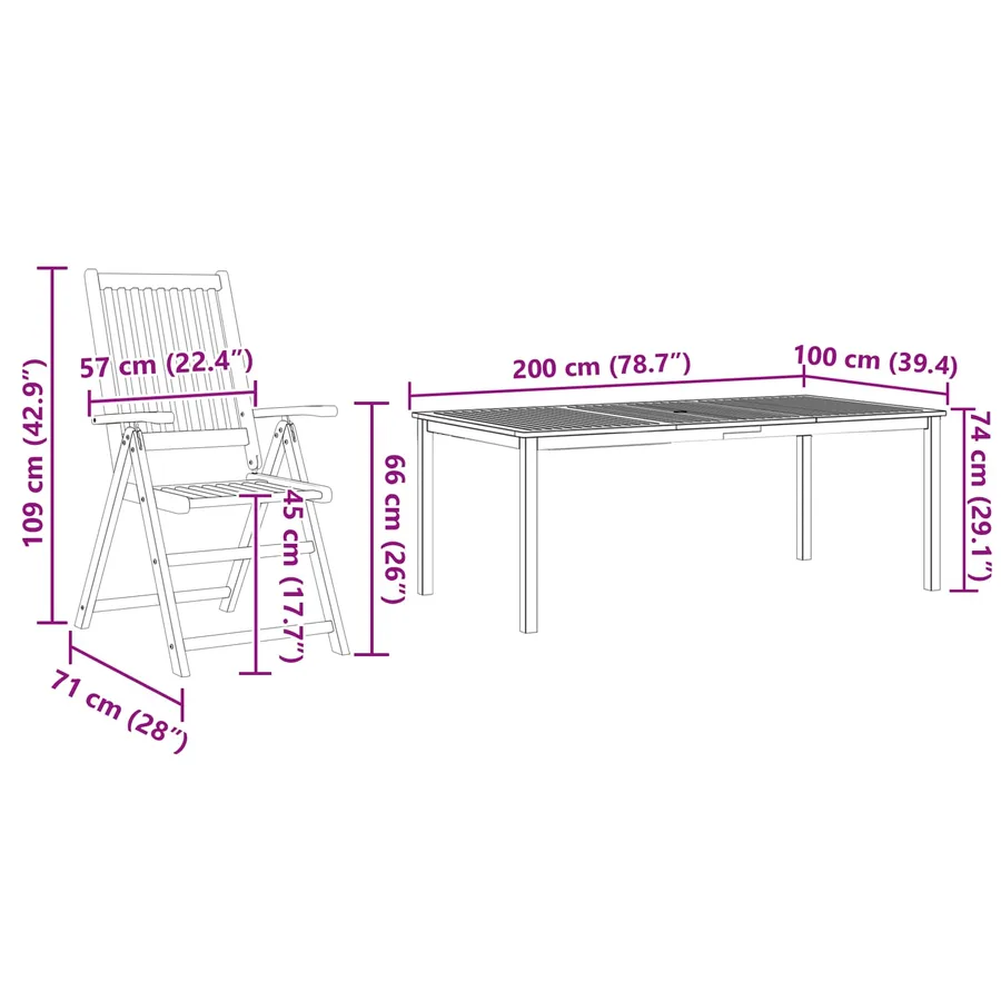 Ensemble de salle à manger pour jardin Pliable 7 pcs Marron - 13