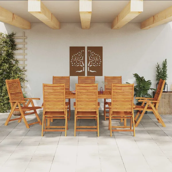 Ensemble de salle à manger pour jardin 9 pcs Marron