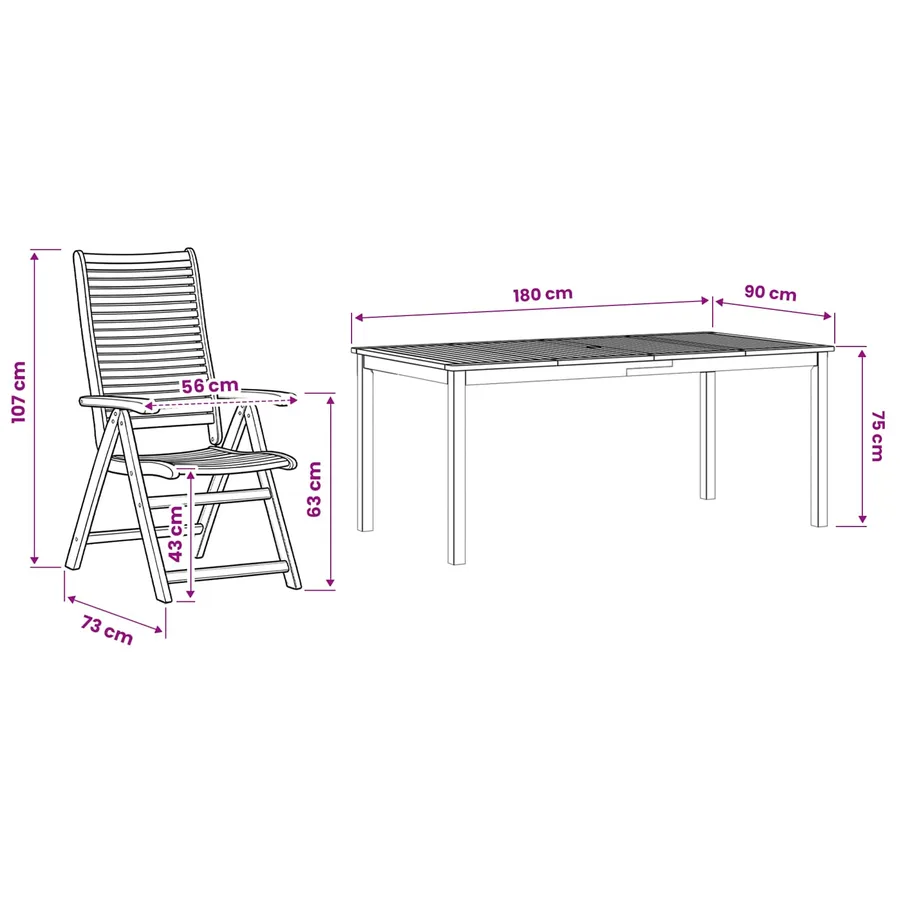 Ensemble de salle à manger pour jardin 9 pcs Marron - 8