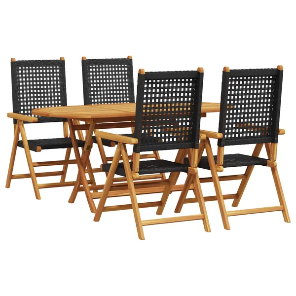 Ensemble de salle à manger pour jardin 5 pcs Noir