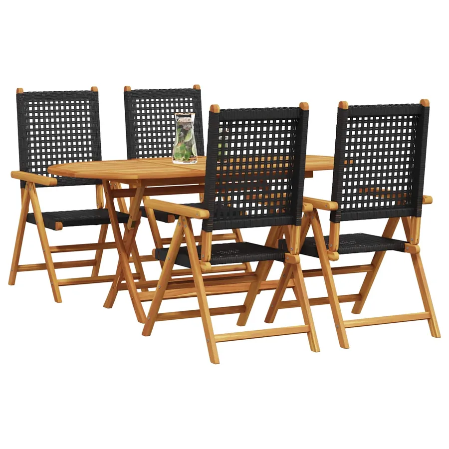 Ensemble de salle à manger pour jardin 5 pcs Noir - 2