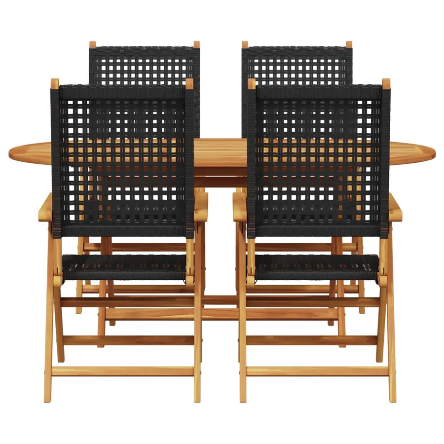 Ensemble de salle à manger pour jardin 5 pcs Noir - 4