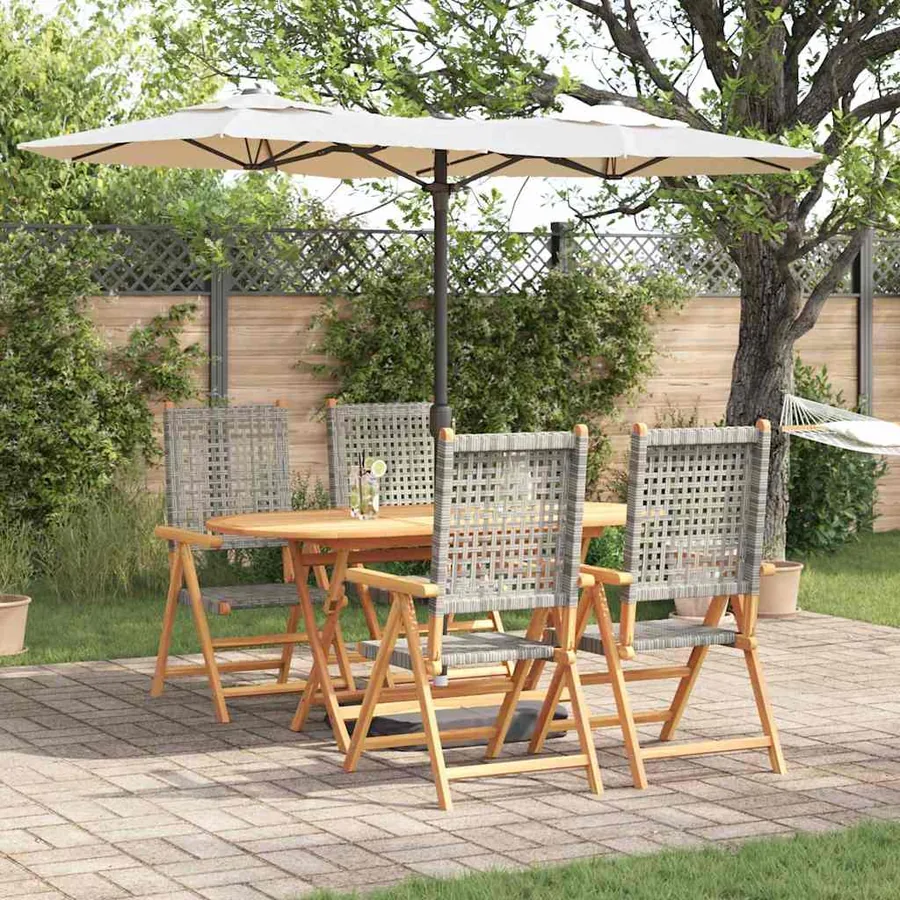 Ensemble de salle à manger pour jardin 5 pcs Gris