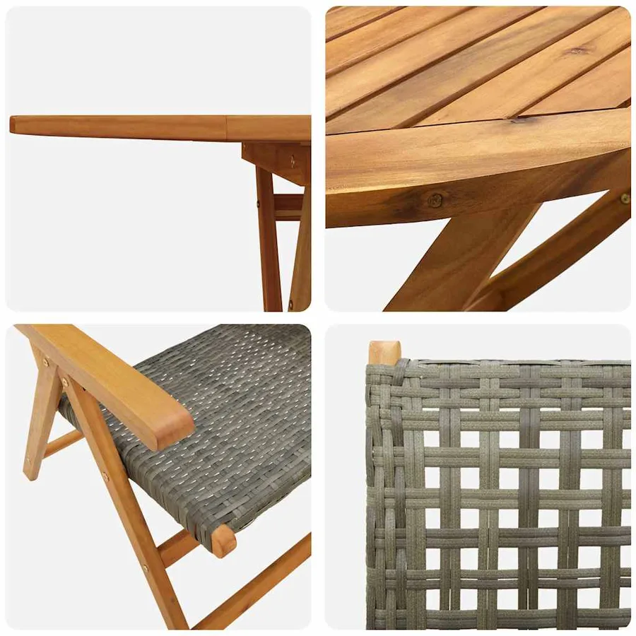 Ensemble de salle à manger pour jardin 5 pcs Gris - 10