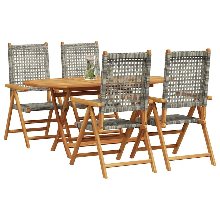 Ensemble de salle à manger pour jardin 5 pcs Gris - 3