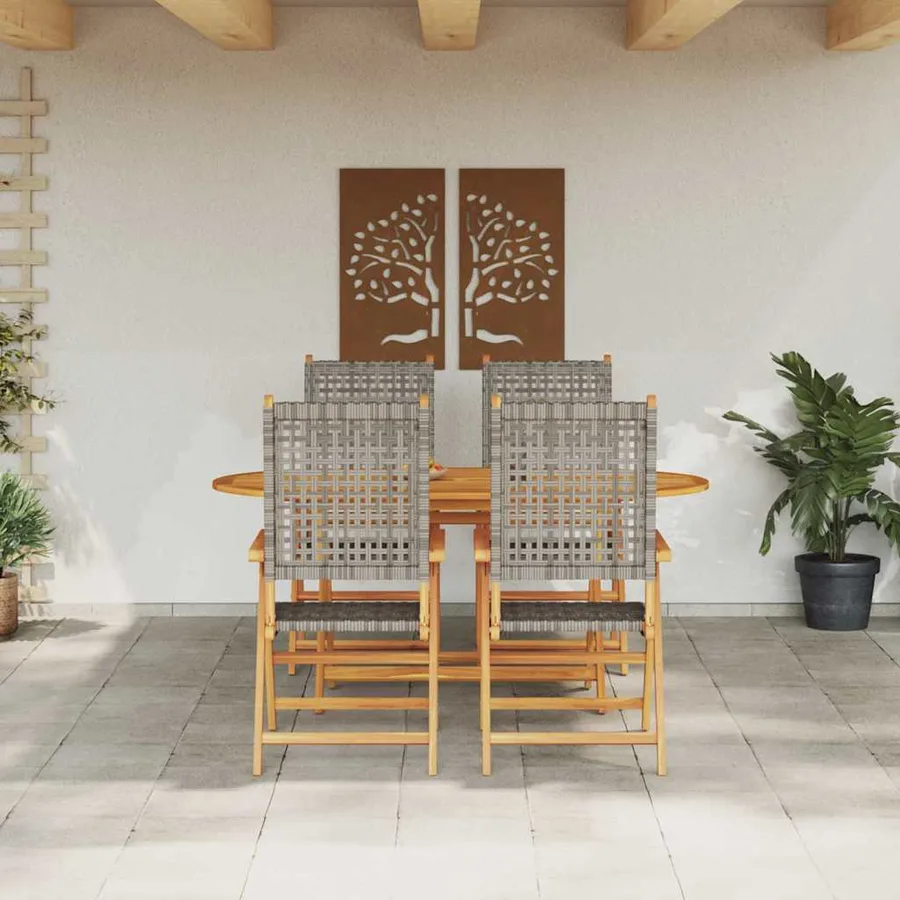 Ensemble de salle à manger pour jardin 5 pcs Gris - 4