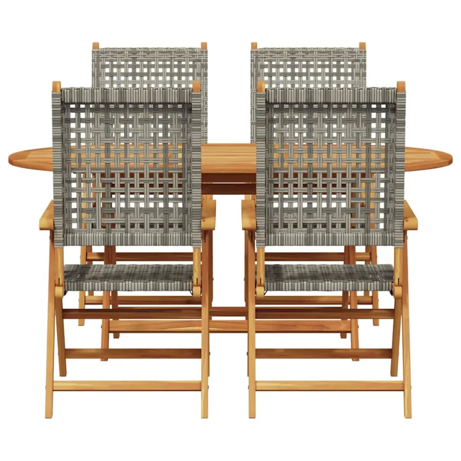 Ensemble de salle à manger pour jardin 5 pcs Gris - 9