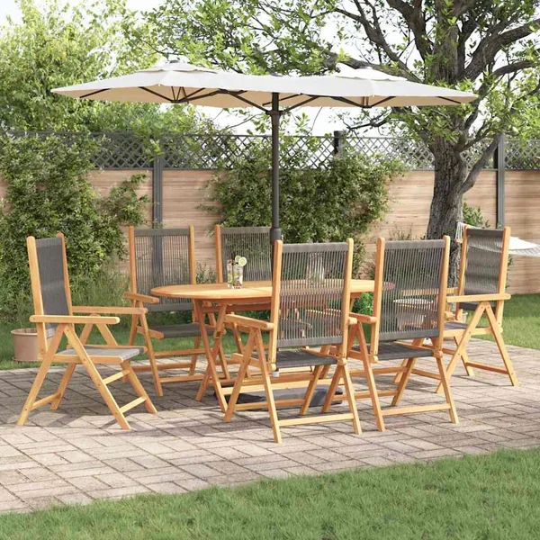 Ensemble de salle à manger pour jardin 7 pcs Gris