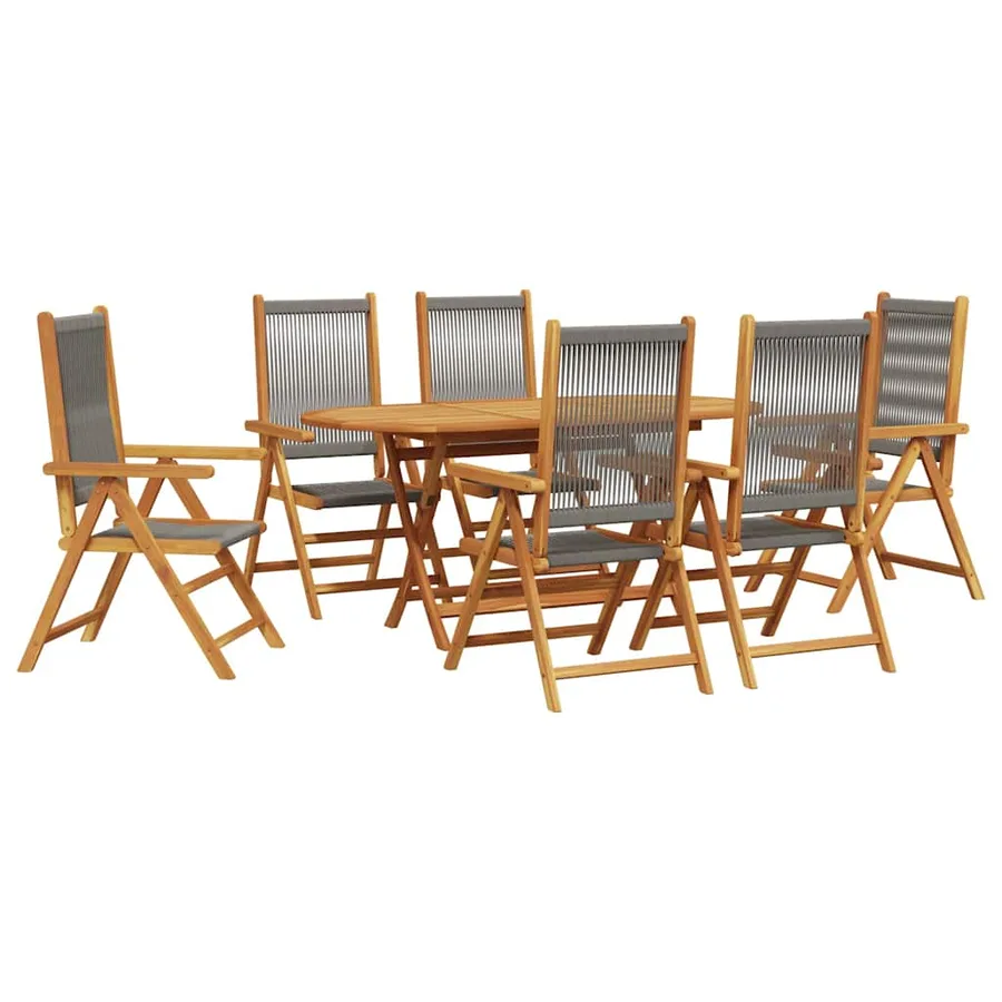Ensemble de salle à manger pour jardin 7 pcs Gris - 2