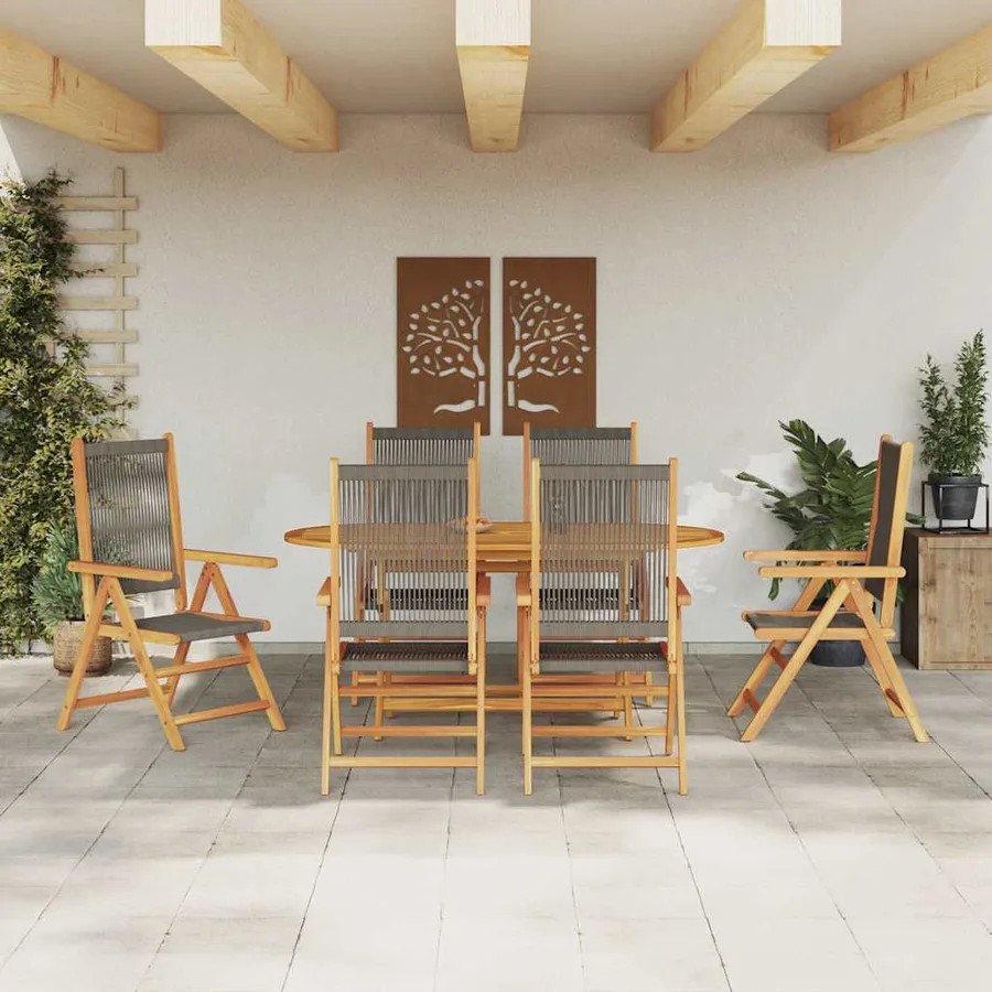Ensemble de salle à manger pour jardin 7 pcs Gris - 4