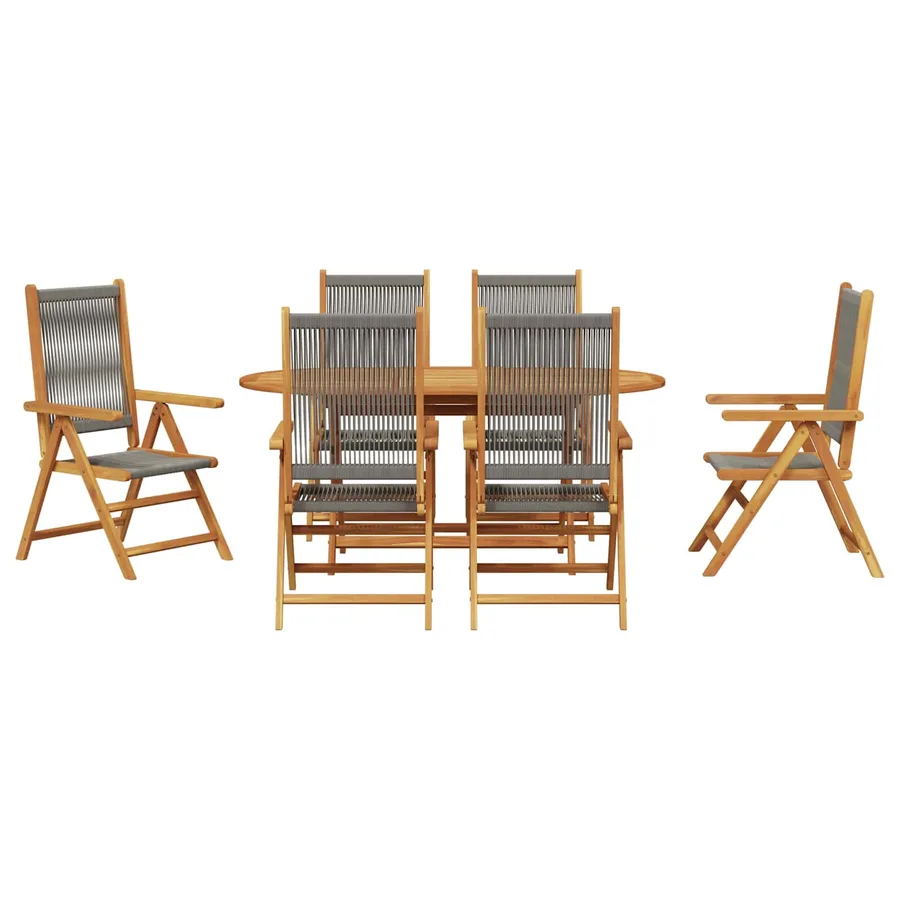 Ensemble de salle à manger pour jardin 7 pcs Gris - 9