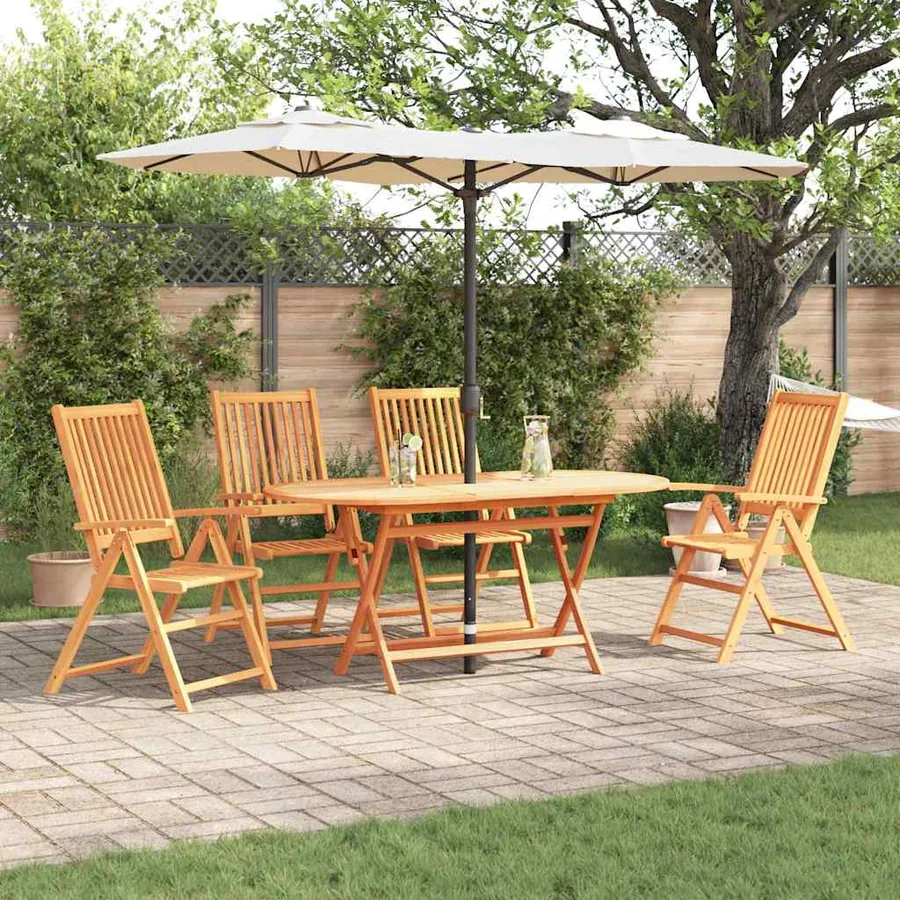 Ensemble de salle à manger pour jardin 5 pcs Marron