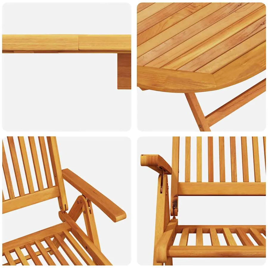 Ensemble de salle à manger pour jardin 5 pcs Marron - 11