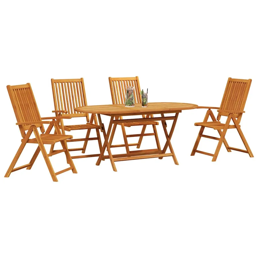 Ensemble de salle à manger pour jardin 5 pcs Marron - 3