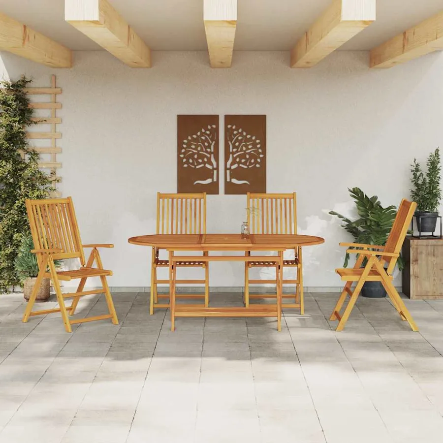 Ensemble de salle à manger pour jardin 5 pcs Marron - 4