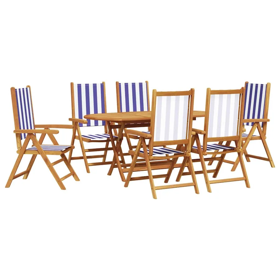 Ensemble de salle à manger pour jardin 7 pcs Bleu et Blanc - 2