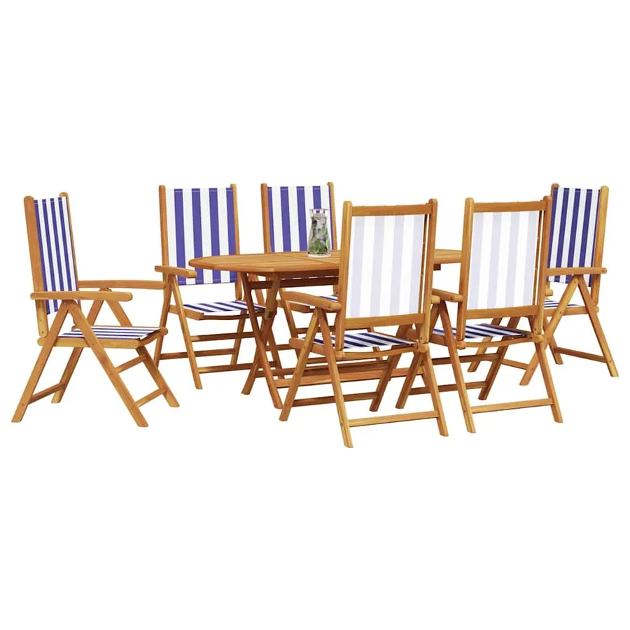 Ensemble de salle à manger pour jardin 7 pcs Bleu et Blanc - 3