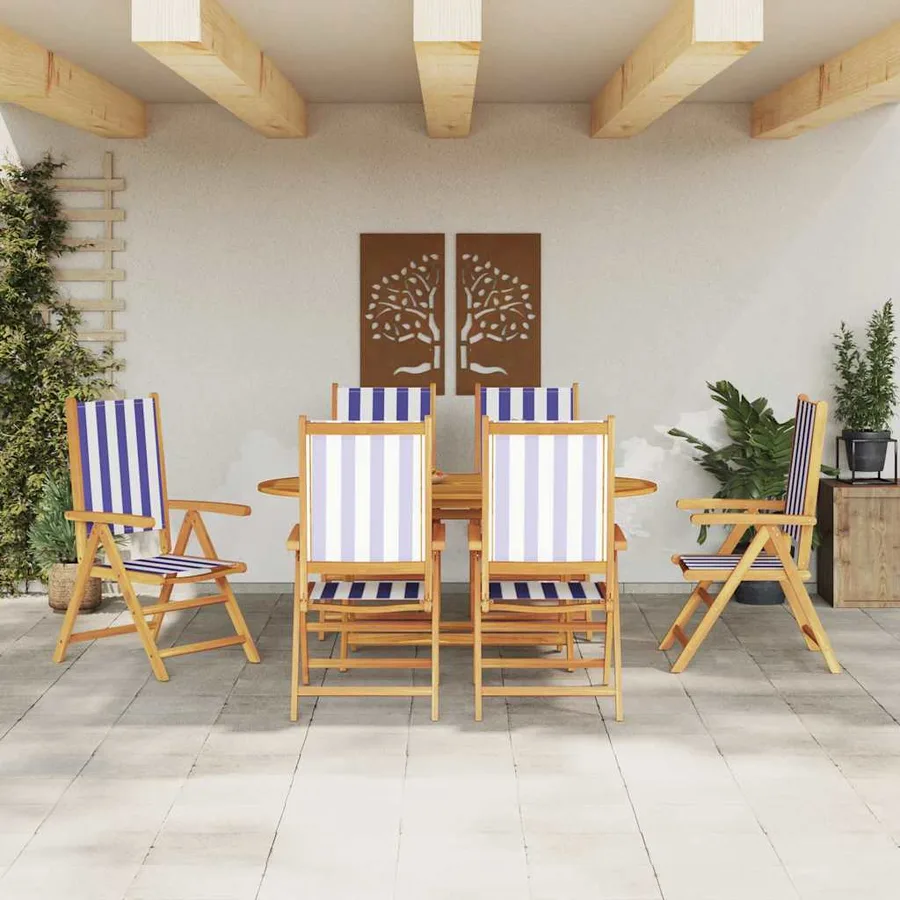 Ensemble de salle à manger pour jardin 7 pcs Bleu et Blanc - 4