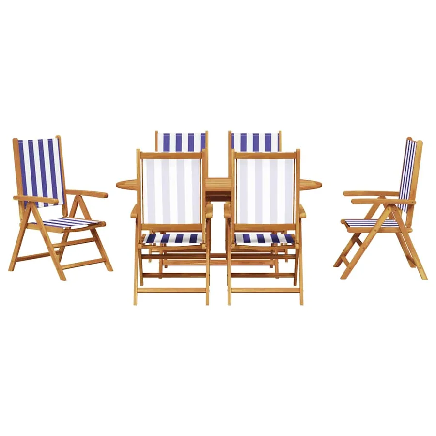 Ensemble de salle à manger pour jardin 7 pcs Bleu et Blanc - 9