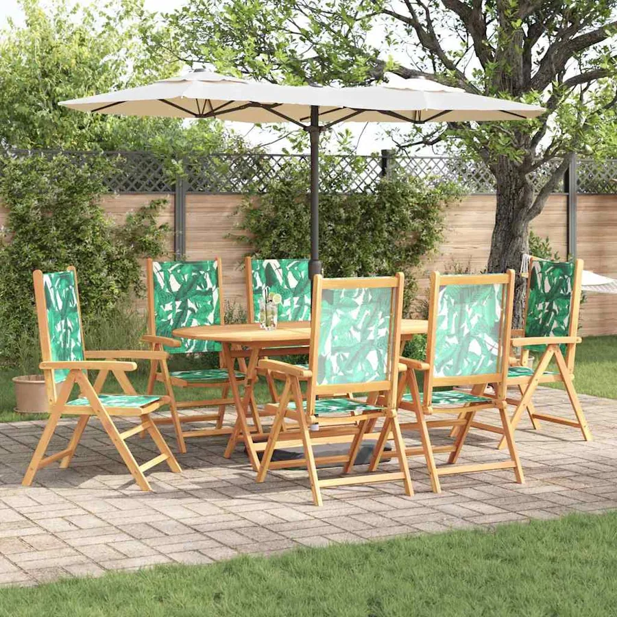 Ensemble de salle à manger pour jardin 7 pcs Motif feuille