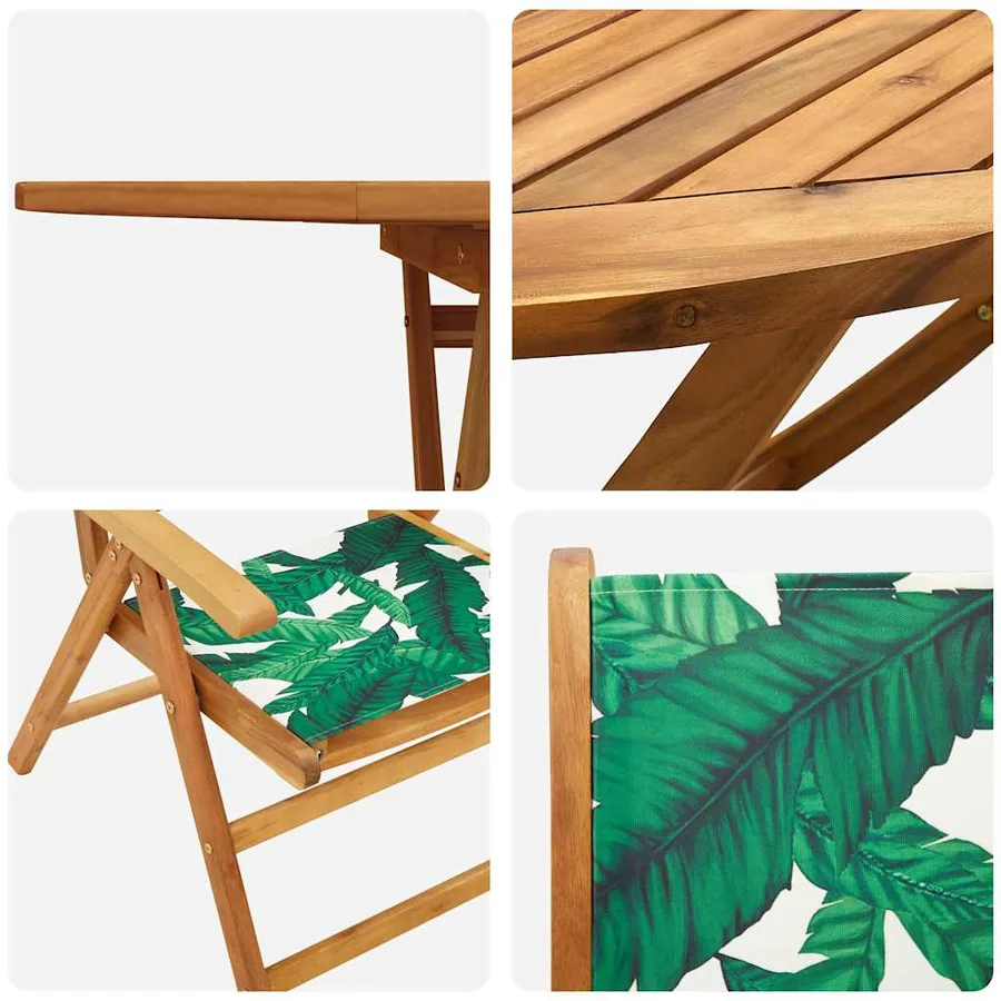 Ensemble de salle à manger pour jardin 7 pcs Motif feuille - 10