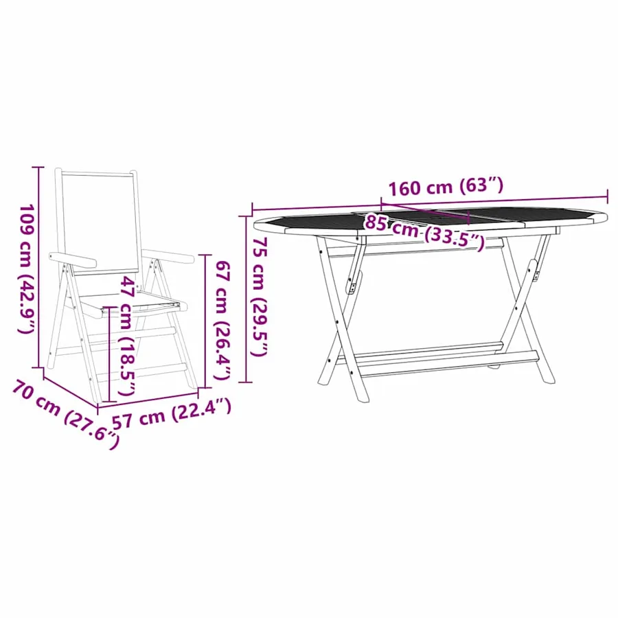 Ensemble de salle à manger pour jardin 7 pcs Motif feuille - 13