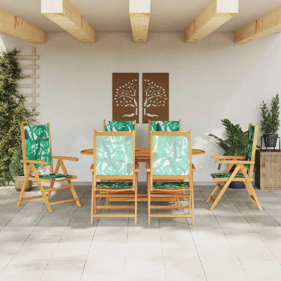 Ensemble de salle à manger pour jardin 7 pcs Motif feuille - 4