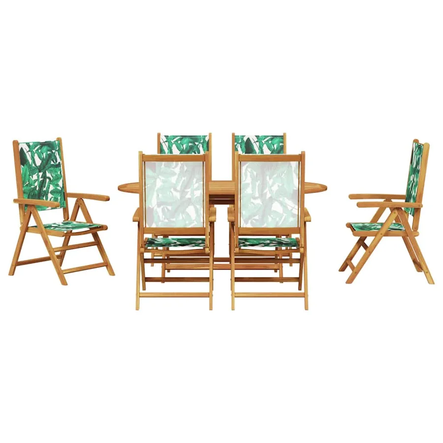 Ensemble de salle à manger pour jardin 7 pcs Motif feuille - 9