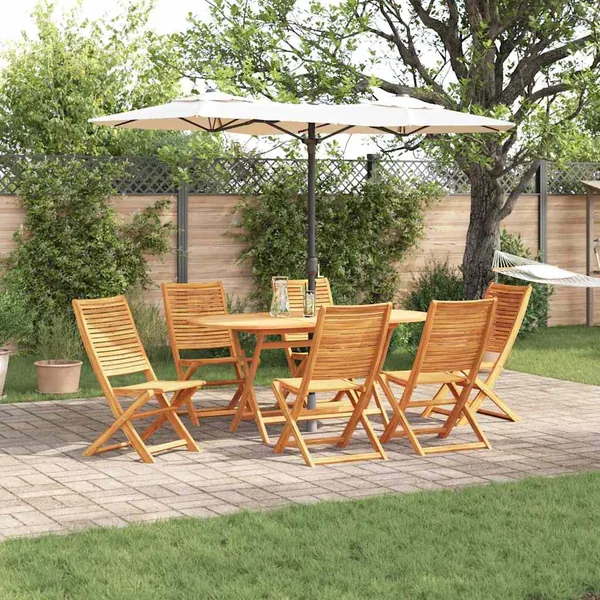 Ensemble de salle à manger pour jardin 7 pcs Marron