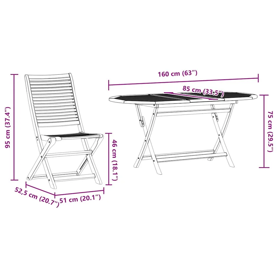 Ensemble de salle à manger pour jardin 7 pcs Marron - 13